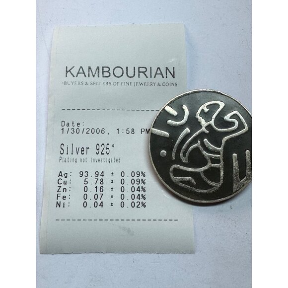 Vintage Sterling Silver 925 Mexican Aztec Mayan Warrior Brooch Pin Mix Negro - Picture 5 of 8